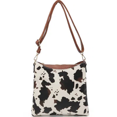 Jen & Co. Women's Cow Print With Three Compartment Bag Purse In Brown Accents In Multi