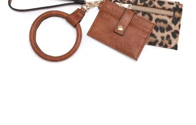 Jen & Co. Women's Double Wristlet Cardholder Bangle In Brown Leopard