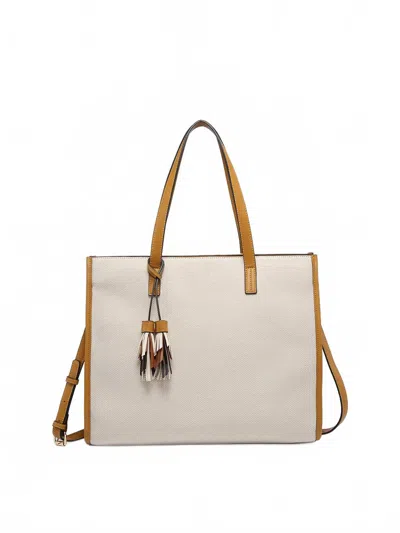 Jen & Co. Women's Eleanor Canvas Satchel In Beige In White