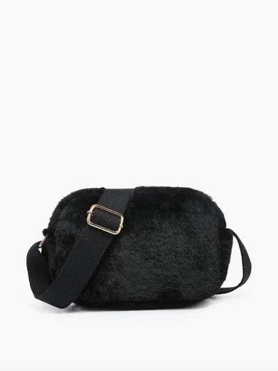 Jen & Co. Women's Geneva Faux Fur Belt Crossbody Bag In Black