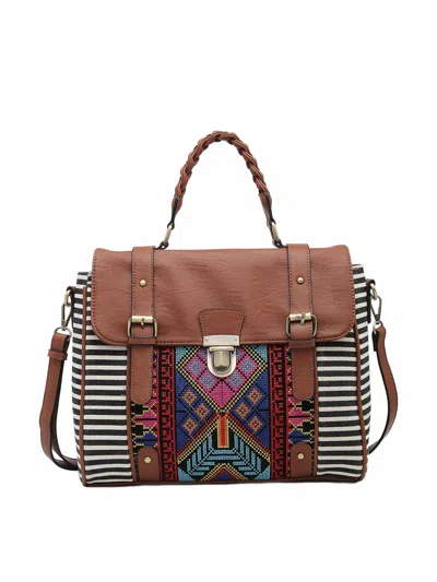 Jen & Co. Women's Harlow Aztec Embroidered Satchel Bag In Black In Multi