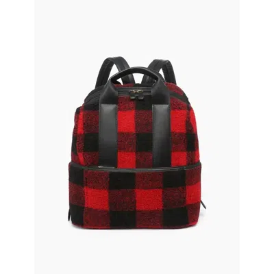 Jen & Co. Women's Hattie Sherpa Guitar Strap Backpack In Red Black