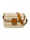 Jen & Co. Women's Houndstooth Style Icon Purse Crossboday Bag In Tan/white In Multi