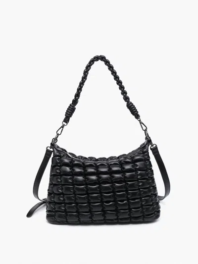 Jen & Co. Women's Jacqueline Puffer Shoulder Bag With Macrame Strap In Black