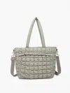Jen & Co. Women's Kelly Quilted Puffy Tote Bag With Crossbody Strap In Sage In Multi