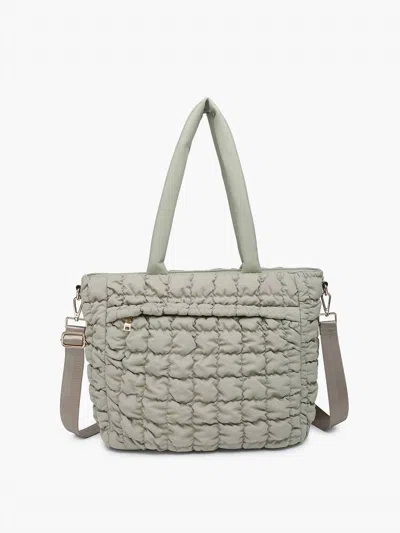 Jen & Co. Women's Kelly Quilted Puffy Tote Bag With Crossbody Strap In Sage In Multi