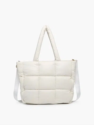 Jen & Co. Women's Kiersten Puffer Hobo Bag With Strap In Off White
