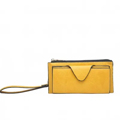 Jen & Co. Women's Kyla Rfid Snap Closure Wallet Wristlet In Mustard Yellow