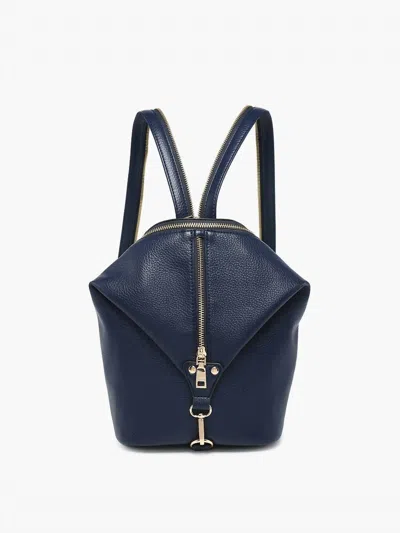 Jen & Co. Women's Linnette Foldover Clasp Backback W/ Zip Compartment In Navy In Blue