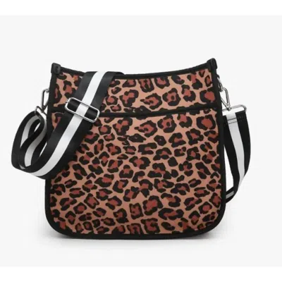 Jen & Co. Women's Neoprene Crossbody Bag W/ Guitar Strap In Leopard In Multi