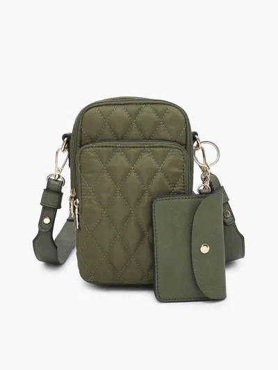Jen & Co. Women's Parker Quilted 3 Compartment Crossbody Bag With Pouch In Olive In Pattern
