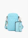Jen & Co. Women's Parker Quilted Crossbody Pouch Bag In Glacial Blue In Multi