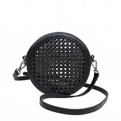 Jen & Co. Women's Rattan Circular Crossbody Bag In Black