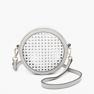 Jen & Co. Women's Rattan Circular Crossbody Bag In White