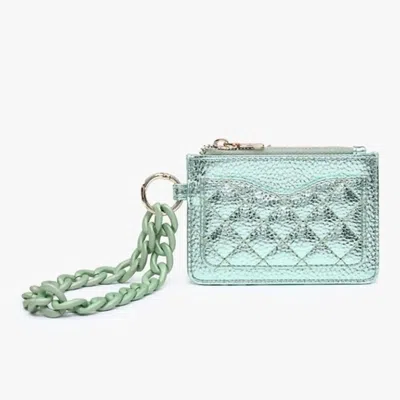 Jen & Co. Women's Rhodes Quilted Wallet With Chain Wristlet Bangle In Metallic Jadelite In Multi