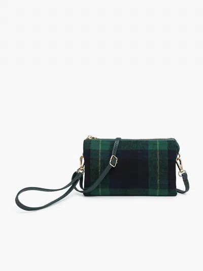 Jen & Co. Women's Riley Plaid 3 Compartment Crossbody Wristlet Bag In Green