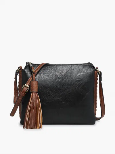 Jen & Co. Women's Sabrina Side Stitch Crossbody Bag With Tassel In Black