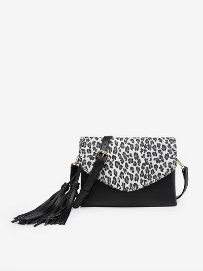 Jen & Co. Women's Sloane Crossbody Bag In Fox Canvas - Black/light Grey In Animal Print