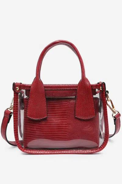 Jen & Co. Women's Stacey Clear Satchel With Inner Bag In Dark Red In Pink