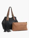 Jen & Co. Women's Tassel 2 In 1 Satchel Bag In Black