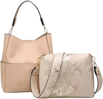 Jen & Co. Women's The Abby 2in1 Bucket Bag In Light Peach In Multi