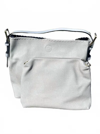 Jen & Co. Women's The Alexa Canvas Hobo Bag With Carry Pocket In Grey-blue In Multi