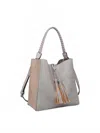 Jen & Co. Women's The Dina Contrast Tote With Tassel Bag In Grey/beige In Multi