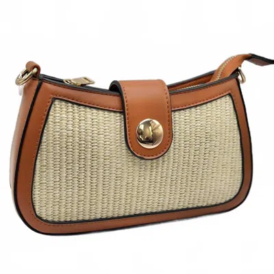 Jen & Co. Women's The Irene Woven Snap Crossbody Bag In Natural/brown In Multi