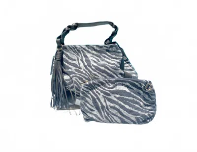 Jen & Co. Women's The Nori Vegan Zebra Hobo In Grey In Gray