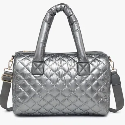 Jen & Co. Women's Trista Quilted Nylon Satchel Tote In Grey In Silver