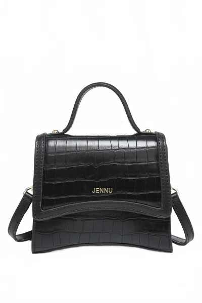 Jen & Co. Women's Vegan Leather Dubai Crocodile Crossbody Purse In Black