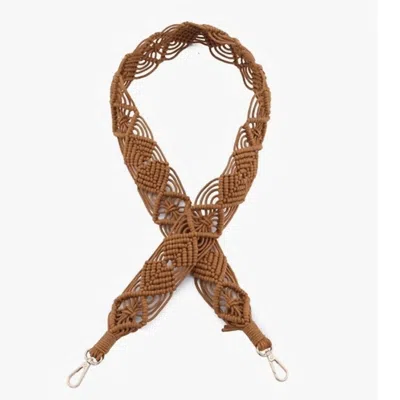 Jen & Co. Women's Woven Macrame Crossbody Purse Strap In Camel Brown