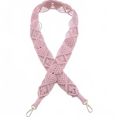 Jen & Co. Women's Woven Macrame Crossbody Purse Strap In Mauve Pink In Gold