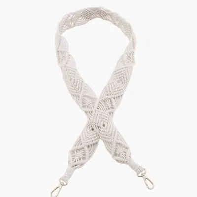 Jen & Co. Women's Woven Macrame Crossbody Purse Strap In Natural In White