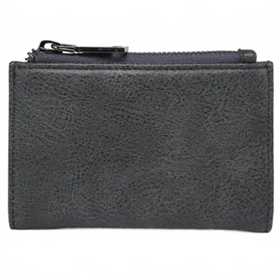 Jen & Co. Women's Zara Rfid Zip Top Card Wallet With Id Holder In Charcoal Grey In Black
