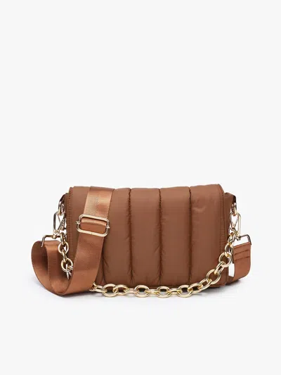 Jen & Co. Women's Lala Quilted Crossbody W/ Chain Bag In Chocolate In Brown