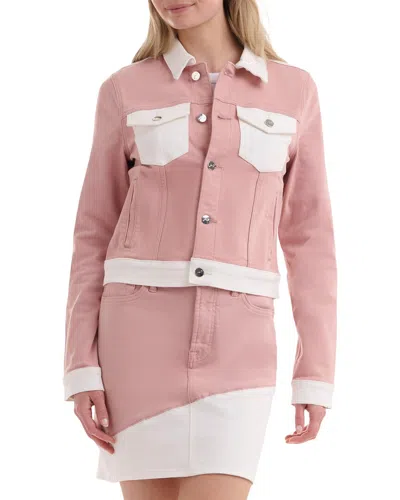 Jen7 By 7 For All Mankind Jen7 Colorblock Cropped Trucker Jacket In Pink
