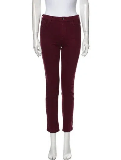 Pre-owned Jen7 By 7 For All Mankind Mid-rise Skinny Leg Jeans In Burgundy