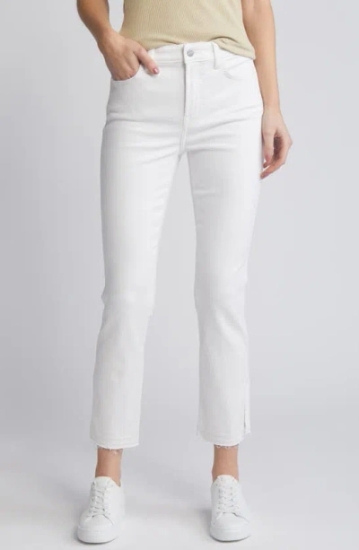 Jen7 By 7 For All Mankind Split Hem Ankle Straight Leg Jeans In White