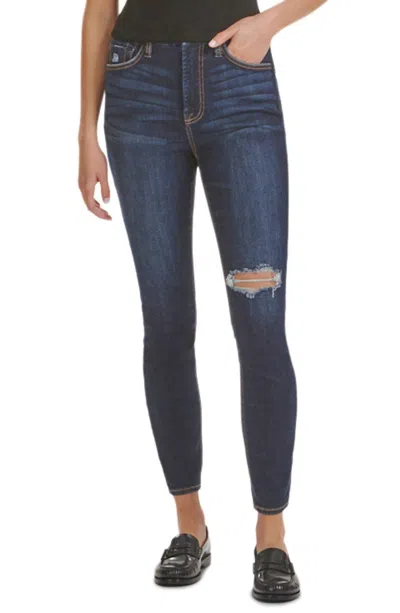 Jen7 High Waist Ankle Skinny Jeans In Carmelia In Blue