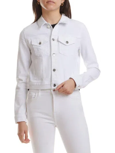 Jen7 Women's In Bloom Denim Trucker Jacket In White