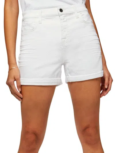 Jen7 Women's Mid-rise Denim Rolled Shorts In White