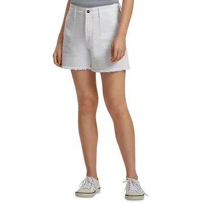 Jen7 Womens Raw Hem Stretch Cutoff Shorts In White
