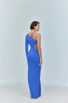 Jendue Aurora One Shoulder Maxi Dress In Blue