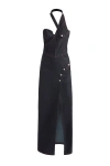 Jendue Davidson Cross Neck Maxi Dress In Deep Blue