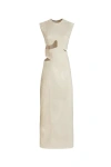 Jendue Harvey Deep Blue Asymmetric Cut Out Dress In Ecru