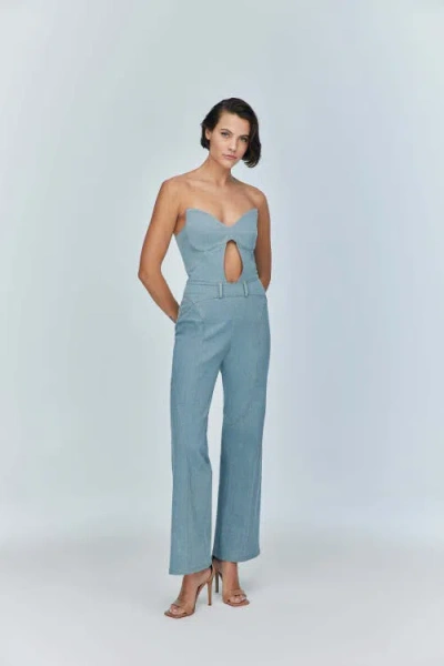 Jendue Marvel Maxi Denim Jumpsuit In Blue