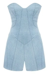 Jendue Marvel Mini Denim Jumpsuit In Blue