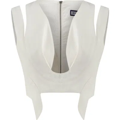 Jendue Ron 3d Crop Top In White