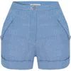 Jendue Us Amara Denim Linen Shorts In Blue